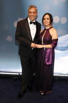 21.02.2026, Raed Saleh, und Ehefrau Lina, beim 74. VBKI-Ball in Berlin, Hotel Intercontinental, Ball der Wirtschaft,