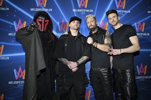 MALMÖ, SWEDEN 20260221 Smash Into Pieces, Apoc, Chris Adam, Benjamin Jennebo and Per Bergquist at the afterparty after round 4 of Melodifestivalen 2026 in Malmö Arena on Saturday MALMÖ SWEDEN x50090x  Copyright: xJohanxNilsson TTx MELODIFESTIVALEN 2026 MALMÖ cwz4MHbaOlY
