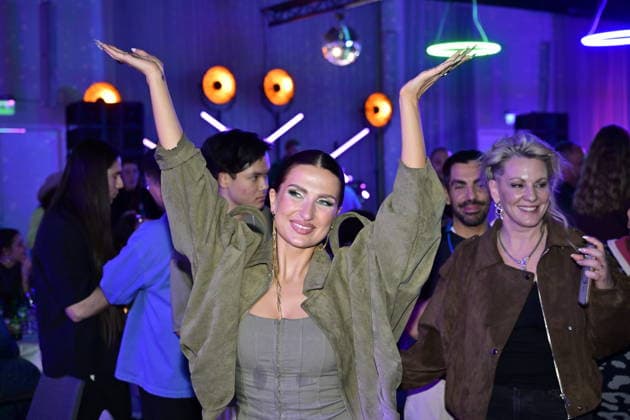 MALMÖ, SWEDEN 20260222 Meira Omar celebrates her final qualifying place at the after party after round 4 of Melodifestivalen 2026 in Malmö Arena on Saturday MALMÖ SWEDEN x50090x  Copyright: xJohanxNilsson TTx MELODIFESTIVALEN 2026 MALMÖ tdbM9ld9JFQ