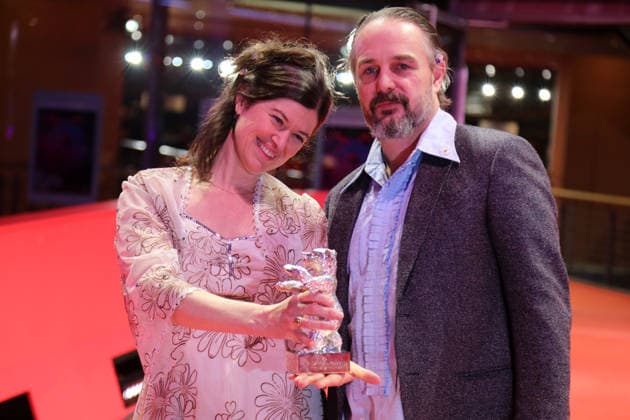 February 21, 2026, Berlin, Germany: Anna Fitch (L) and Banker White pose with the Silver Bear for Outstanding Artistic Contribution for Yo (Love is a Rebellious Bird) after the closing ceremony of the 76th Berlin International Film Festival (Berlinale), Europe s first major film festival of the year, in Berlin. The festival runs from February 12 to 22, 2026. Berlin Germany  - ZUMAf146 20260221_zip_f146_037 Copyright: xRouzbehxFouladix