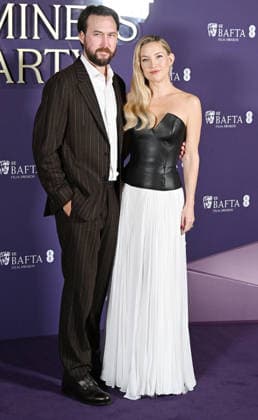 American actress Kate Hudson and musician Daniel Fujikawa attend the BAFTA Film Awards Nominees Party at the National Gallery in London, England on Saturday, February 21, 2026.  LON20260221129 RUNExHELLESTAD