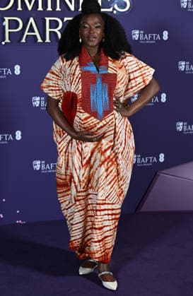 Nigerian- British actress Wunmi Mosaku attends the BAFTA Film Awards Nominees Party at the National Gallery in London, England on Saturday, February 21, 2026.  LON20260221132 RUNExHELLESTAD