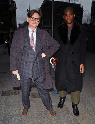 FW a w 2026 fashion show arrivals Hamish Bowles and guest at the Julien Macdonald LFW a w 2026 fashion show arrivals, The Shard, London Bridge, on Saturday 21 February 2026 in London, England, UK. s CAP CAN CAN London UK Great Britain Copyright: xCanxNguyen CapitalxPicturesx