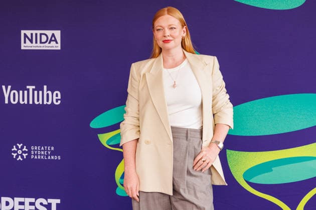 TROPFEST, Sarah Snook walks the the black carpet for Tropfest at Centennial Park in Sydney, Sunday, February 22, 2026. ( NO ARCHIVING SYDNEY NEW SOUTH WALES AUSTRALIA  Copyright: xNADIRxKINANIx 20260222184080280168