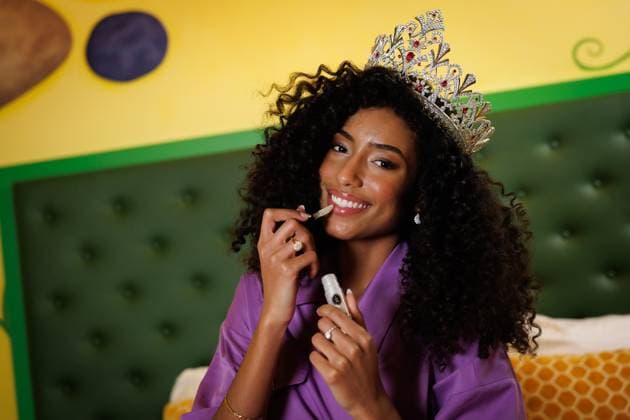 Newly elected Miss Belgium 2026 Olga Lombardo poses for the photographer, during the traditional first shoot of the new miss, at the Plopsa Hotel, at Plopsaland, in Adinkerke, De Panne, Sunday 22 February 2026. Yesterday 22-year old Olga won the yearly Miss Belgium beauty contest.  KURTxDESPLENTER 164503834