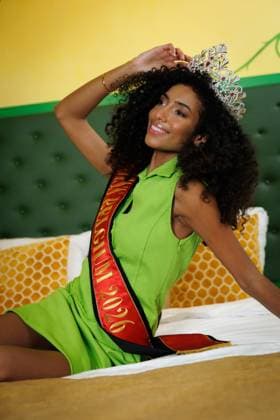 Newly elected Miss Belgium 2026 Olga Lombardo poses for the photographer, during the traditional first shoot of the new miss, at the Plopsa Hotel, at Plopsaland, in Adinkerke, De Panne, Sunday 22 February 2026. Yesterday 22-year old Olga won the yearly Miss Belgium beauty contest.  KURTxDESPLENTER 164505401