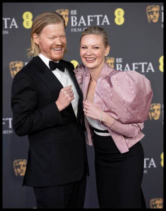 . 22 02 2026. London, United Kingdom. Jesse Plemons and Kirstin Dunst arriving at the BAFTA Film Awards in London.  xStephenxLockx xi-Imagesx IIM-26585-0084