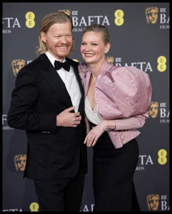. 22 02 2026. London, United Kingdom. Jesse Plemons and Kirstin Dunst arriving at the BAFTA Film Awards in London.  xStephenxLockx xi-Imagesx IIM-26585-0089