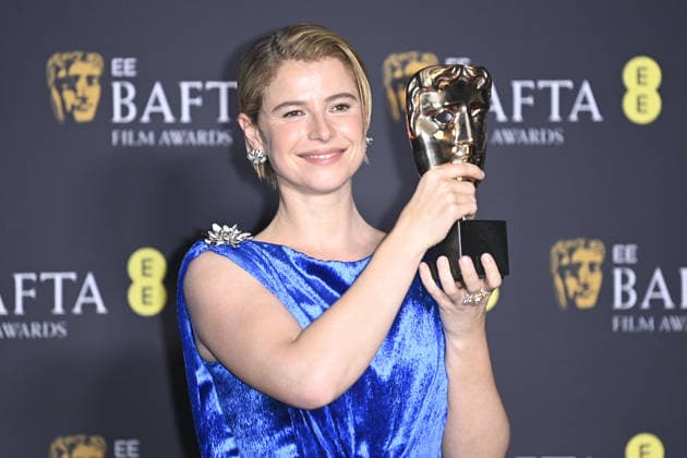 2026 EE BAFTA Film Awards, Royal Festival Hall, London, UK, 22 February 2026. Jessie Buckley in the winners press room at the 2026 EE BAFTA Film Awards, Royal Festival Hall, London, UK, 22 February 2026., Credit:Justin Ng Avalon United Kingdom, London  Copyright: xJustinxNgx xAvalonx 1077464256