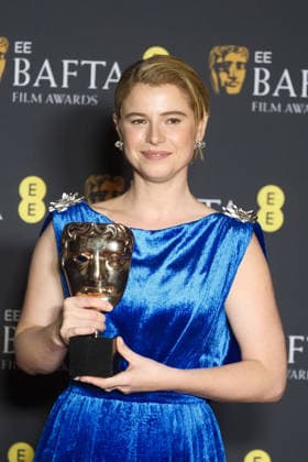 2026 EE BAFTA Film Awards, Royal Festival Hall, London, UK, 22 February 2026. Jessie Buckley in the winners press room at the 2026 EE BAFTA Film Awards, Royal Festival Hall, London, UK, 22 February 2026., Credit:Julie Edwards Avalon United Kingdom, London Copyright: xJuliexEdwardsx xAvalonx 1077480746