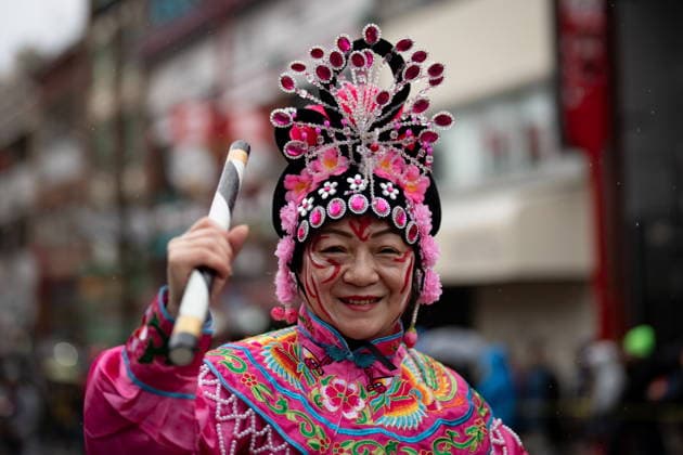 February 22, 2026, Vancouver, Bc, CANADA: A performer marches during the annual Spring Festival Parade through Chinatown for the Lunar New Year in Vancouver, on Sunday, Feb. 22, 2026. Vancouver CANADA  - ZUMAc35_ 20260222_zaf_c35_169 Copyright: xEthanxCairnsx
