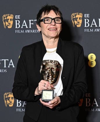 British film producer Clare Binns attends the Winners Room at the EE BAFTA Film Awards at the Royal Festival Hall in London, England on Sunday, February 22, 2026.  LON202602221110 RUNExHELLESTAD