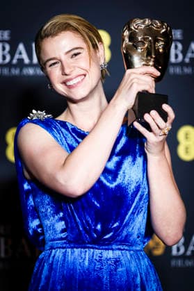 Jessie Buckley mit dem Preis für die beste Hauptdarstellerin in Hamnet bei der Verleihung der BAFTA Film Awards 2026 79th British Academy Film Awards in der Royal Festival Hall. London, 22.02.2026