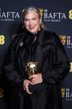 EE BAFTA Film Awards 2026 on Sunday 22 February 2026 Kate Hawley poses in the press room at the EE BAFTA Film Awards 2026 on Sunday 22 February 2026 at Royal Festival Hall, London. Kate Hawley is pictured with the award for Costume Design., Credit:Julie Edwards Avalon  Copyright: xJuliexEdwardsx xAvalonx 1077608375