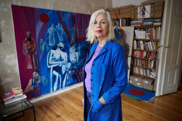 Bettina Semmer ** NUR FÜR REDAKTIONELLE ZWECKE ** EDITORIAL USE ONLY **<p>Die Künstlerin Bettina Semmer in ihrer Wohnung bzw. ihrem Atelier in der Schöneberger Straße in Berlin-Kreuzberg. Deutschland Berlin Berlin Copyright: JoergxCarstensen