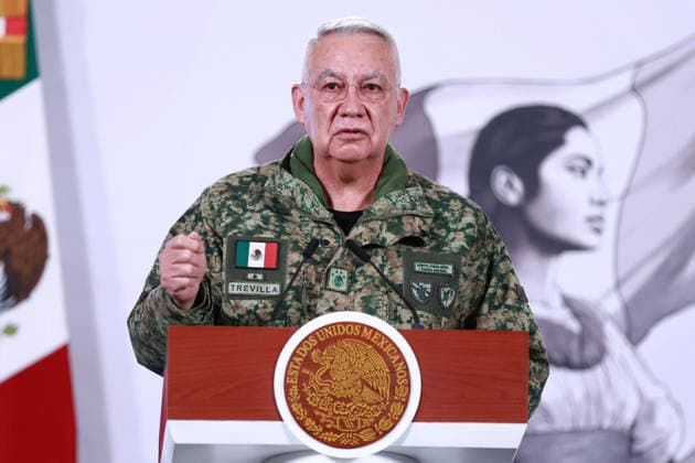 Mexico security cabinet details operation ending in death of cartel chief El Mencho MEXICO CITY, MEXICO - FEBRUARY 23: Mexico s Secretary of Defense Ricardo Trevilla speaks during a press conference following the military operation in which cartel leader Nemesio Oseguera Cervantes, known as El Mencho was killed, at the National Palace, in Mexico City, Mexico on February 23, 2026. Daniel Cardenas Anadolu Mexico City Mexico. Editorial use only. Please get in touch for any other usage.  Copyright: x2026xAnadoluxDanielxCardenasx