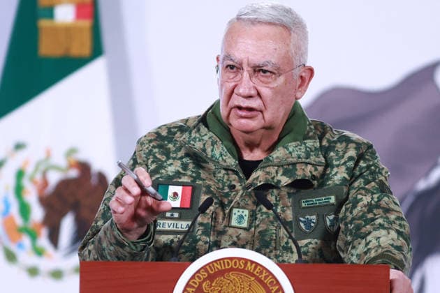 Mexico security cabinet details operation ending in death of cartel chief El Mencho MEXICO CITY, MEXICO - FEBRUARY 23: Mexico s Secretary of Defense Ricardo Trevilla speaks during a press conference following the military operation in which cartel leader Nemesio Oseguera Cervantes, known as El Mencho was killed, at the National Palace, in Mexico City, Mexico on February 23, 2026. Daniel Cardenas Anadolu Mexico City Mexico. Editorial use only. Please get in touch for any other usage.  Copyright: x2026xAnadoluxDanielxCardenasx