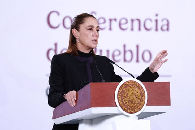 Mexico security cabinet details operation ending in death of cartel chief El Mencho MEXICO CITY, MEXICO - FEBRUARY 23: Mexican President Claudia Sheinbaum speaks during a press conference following the military operation in which cartel leader Nemesio Oseguera Cervantes, known as El Mencho was killed, at the National Palace, in Mexico City, Mexico on February 23, 2026. Daniel Cardenas Anadolu Mexico City Mexico. Editorial use only. Please get in touch for any other usage.  Copyright: x2026xAnadoluxDanielxCardenasx