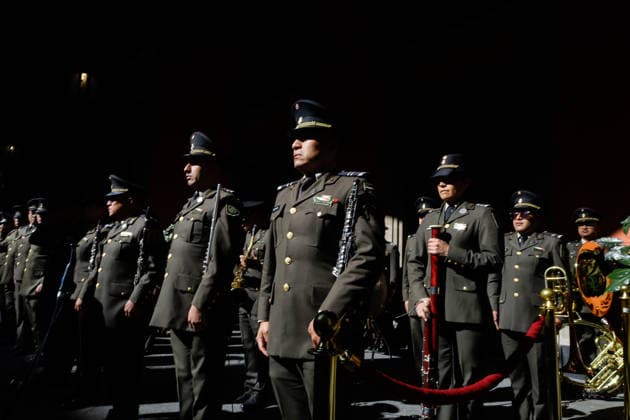 February 23, 2026, Mexico City, Mexico: Members of the national defense forces accompany Claudia Sheinbaum, Mexican President during the 113th anniversary of the death of Francisco I. Madero at the National Palace. Francisco I. Madero was a champion of democracy and a key figure in the Mexican Revolution. His legacy includes the fight for effective suffrage and the prohibition of reelection. Mexico City Mexico - ZUMAs197 20260223_aaa_s197_181 Copyright: xGerardoxVieyrax