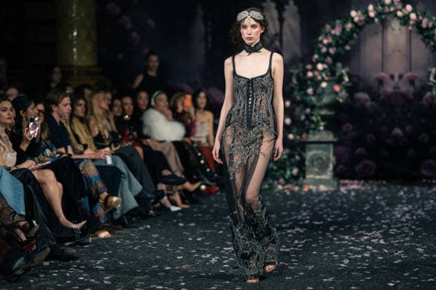 LFW - Aadnevik Runway A model walks the runway at the Aadnevik show during London Fashion Week February 2026 at The Royal Horseguards , London, UK on February 23, 2026. Photo by LounisPhotography ABACAPRESS.COM London United Kingdom  Copyright: xLounisPhotography ABACAx