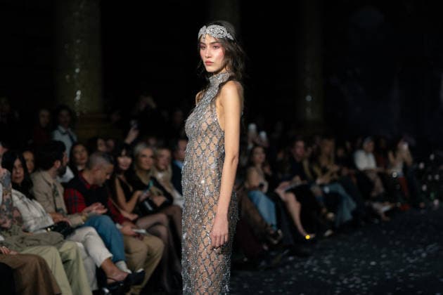 LFW - Aadnevik Runway A model walks the runway at the Aadnevik show during London Fashion Week February 2026 at The Royal Horseguards , London, UK on February 23, 2026. Photo by LounisPhotography ABACAPRESS.COM London United Kingdom  Copyright: xLounisPhotography ABACAx