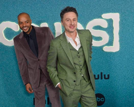 Cast members Donald Faison (L) and Zach Braff attend the premiere of ABC Hulu s Scrubs Season 1 at the Academy Museum of Motion Pictures on February 23, 2026 in Los Angeles on Monday, February 23, 2026. Storyline: The series follows the lives of employees at the fictional Sacred Heart Hospital, which is a teaching hospital. The title is a play on surgical scrubs and a term for a low-ranking person because at the beginning of the series, most of the main characters are medical interns.  LAP2026022351 JIMxRUYMEN