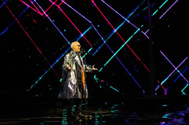 February 23, 2026, Vina Del Mar, Chile: British group Pet Shop Boys, singer and songwriter Neil Tennant wearing a sparkly suit performs on the second night of the 65th edition of the Vina del Mar Festival, Chile, in front of thousands of spectators. PetShopBoys perform on the second night of the 65th edition of the Vina del Mar Festival, Chile, in front of thousands of spectators. Vina Del Mar Chile  - ZUMAs197 20260223_aaa_s197_356 Copyright: xCristobalxBasaurexArayax