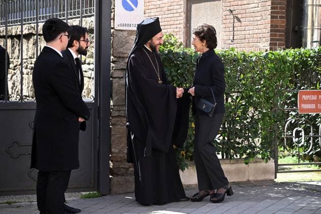 The Greek Orthodox Cathedral of St. Andrew and St. Demetrios honors Irene of Greece Paloma O Shea on her arrival at the tribute to Irene of Greece at the Greek Orthodox Cathedral of St. Andrew and St. Demetrios, on February 24, 2026, in Madrid Spain FAMOUSES GREECE ROYALTY DEATH José Madrid Madrid Madrid Spain  Copyright: xJosÃ xOlivax 7317831