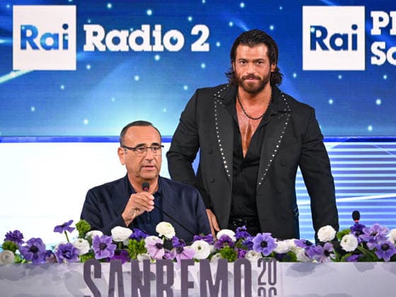 Sanremo, 76th Italian Song Festival. Hosts Press Conference. Pictured are Carlo Conti and Can Yaman.  Copyright: xMaurizioxD Avanzox xipa-agency.netx xPoolxSanremox02x IPA_Agency_IPA71960653