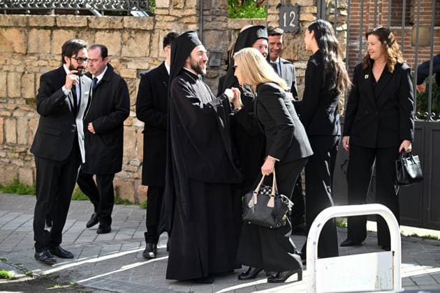 The Greek Orthodox Cathedral of St. Andrew and St. Demetrios honors Irene of Greece Infanta Elena, Victoria Federica and Alexia of Greece at the exit of the tribute to Irene of Greece at the Greek Orthodox Cathedral of St. Andrew and St. Demetrios, on February 24, 2026, in Madrid Spain FAMOUSES GREECE ROYALTY DEATH José Madrid Madrid Madrid Spain  Copyright: xJosÃ xOlivax 7318318