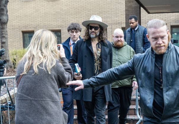February 24, 2026, London, England, United Kingdom: RUSSELL BRAND leaves Southwark Crown Court where he is accused of two further sex offences, including rape, against two further women which allegedly took place in 2009. Brand is already facing allegations of sexual offences against four other women and is due to go on trial in June 2026. London United Kingdom  - ZUMAs262 20260224_zip_s262_010 Copyright: xTayfunxSalcix