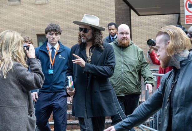 February 24, 2026, London, England, United Kingdom: RUSSELL BRAND leaves Southwark Crown Court where he is accused of two further sex offences, including rape, against two further women which allegedly took place in 2009. Brand is already facing allegations of sexual offences against four other women and is due to go on trial in June 2026. London United Kingdom  - ZUMAs262 20260224_zip_s262_015 Copyright: xTayfunxSalcix