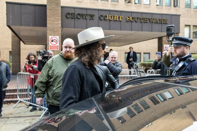 February 24, 2026, London, England, United Kingdom: RUSSELL BRAND leaves Southwark Crown Court where he is accused of two further sex offences, including rape, against two further women which allegedly took place in 2009. Brand is already facing allegations of sexual offences against four other women and is due to go on trial in June 2026. London United Kingdom  - ZUMAs262 20260224_zip_s262_029 Copyright: xTayfunxSalcix