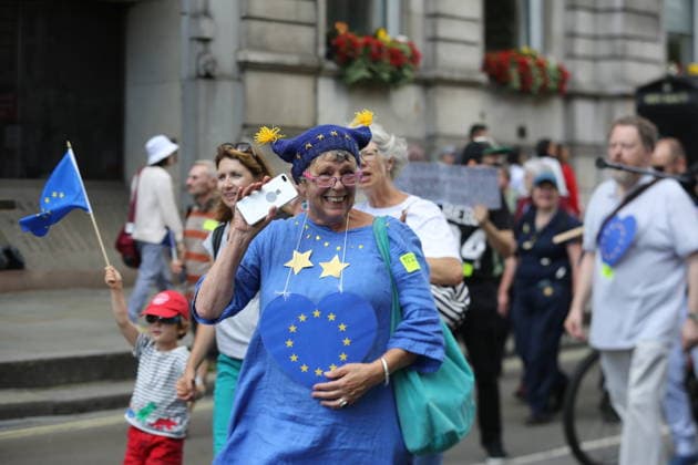 Anti Brexit and anti Boris Johnson march in London LONDON, UNITED KINGDOM - JULY 20: Thousands of protesters attend the No To Boris, Yes To Europe March, against Brexit, Boris Johnson’s likely move into No 10 and for a second Brexit referendum, in central London, United Kingdom on July 20, 2019. Anti-Brexit campaigners gathered for the march that began in Park Lane and ended with a rally in Parliament Square. Londra London, City of. Editorial use only. Please get in touch for any other usage.  Copyright: x2025xAnadoluxTayfunxSalcÄ±x