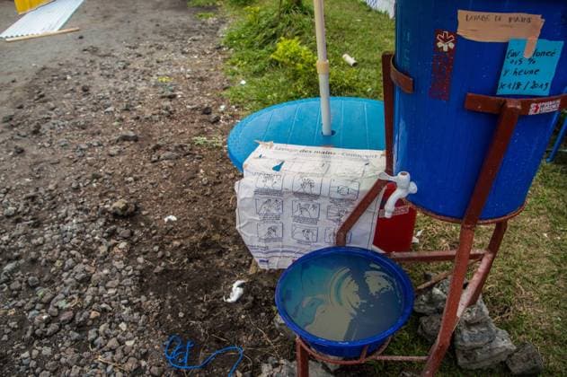 Precautions against the Ebola epidemic in Democratic Republic of the Congo GOMA, CONGO - AUGUST 01: Chlorinated water barrels are setup by UNICEF to take precautions against the Ebola in Goma, Democratic Republic of the Congo on August 01, 2019. Congo, The Democratic Republic of the World. Editorial use only. Please get in touch for any other usage.  Copyright: x2025xAnadoluxJCxWengax