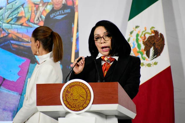 Mexico™s President Claudia Sheinbaum Press Conference The legal advisor to the Federal Executive, Esthela Damian Peralta, speaks during a briefing about ˜Youth Transforming Mexico™ program at National Palace. on February 24, 2026 in Mexico City, Mexico. (Photo by Luis Barron Eyepix Group) Copyright: xLuisxBarronx xEyepixxGroupx LB_24022026_176696