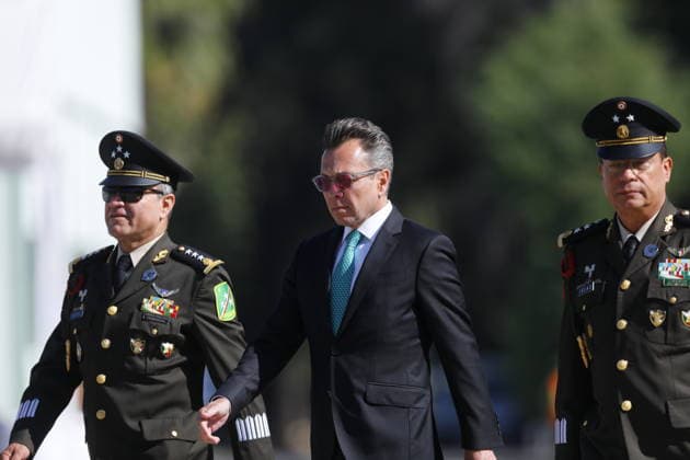 Commemoration ceremony for Mexican Flag Day in Zapopan ZAPOPAN, MEXICO - FEBRUARY 24: The governor of Jalisco, Pablo Lemus Navarro (C) participates during the commemoration ceremony for Mexican Flag Day, in the 15 Military Zone, in Zapopan, Jalisco, Mexico, on February 24, 2026. Stringer Anadolu Zapopan Mexico. Editorial use only. Please get in touch for any other usage.  Copyright: x2026xAnadoluxStringerx