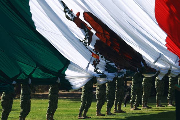 Flag Day Ceremony in Mexico MEXICO CITY, MEXICO - FEBRUARY 24: Members of the Mexican Army take part in the Flag Day ceremony, at Marte Military Camp, in Mexico City, Mexico on February 24, 2026. Mexican President Claudia Sheinbaum led the ceremony before hundreds of members of the Mexican Army, National Guard and Navy. Daniel Cardenas Anadolu Mexico City Mexico. Editorial use only. Please get in touch for any other usage.  Copyright: x2026xAnadoluxDanielxCardenasx
