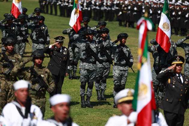 Flag Day Ceremony in Mexico MEXICO CITY, MEXICO - FEBRUARY 24: Members of the National Guard take part in the Flag Day ceremony, at Marte Military Camp, in Mexico City, Mexico on February 24, 2026. Mexican President Claudia Sheinbaum led the ceremony before hundreds of members of the Mexican Army, National Guard and Navy. Daniel Cardenas Anadolu Mexico City Mexico. Editorial use only. Please get in touch for any other usage.  Copyright: x2026xAnadoluxDanielxCardenasx