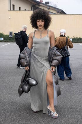 Diesel - Guest arrival - Milan Fashion Week - Womenswear Fall Winter 2026 2027 MILAN, ITALY - FEBRUARY 24: Guest is seen outside Diesel show during the Milan Fashion Week - Womenswear Fall Winter 2026 2027 on February 24, 2026 in Milan, Italy. Photo by Marco Piovanotto Abacapress.com  Copyright: xPiovanottoxMarco ABACAx