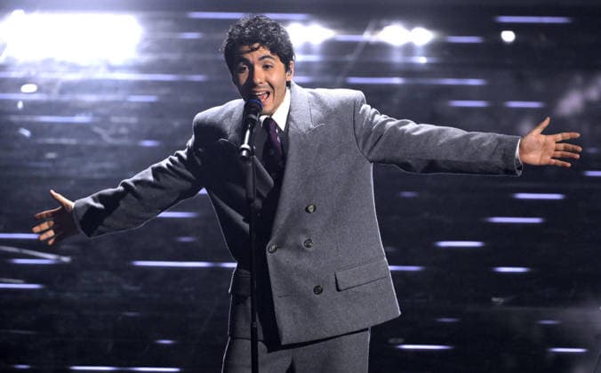 February 25, 2026, Sanremo, Italy: Italian singer FULMINACCI on stage at the Ariston theatre during the 76th Sanremo Italian Song Festival. The Music Festival runs from 24 to 28 February 2026. Sanremo Italy  - ZUMAa110 20260225_zaf_a110_002 Copyright: xEttorexFerrarix