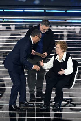 Sanremo, 76th Italian Song Festival - First Night. Pictured: Carlo Conti, Gianna Pratrsi  Copyright: xAlbertoxTerenghix xPoolxSanremox02x xipa-agency.netx xPoolxSanremox02x IPA_Agency_IPA71989413