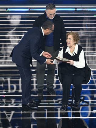 Sanremo, 76th Italian Song Festival - First Night. Pictured: Carlo Conti, Gianna Pratrsi  Copyright: xAlbertoxTerenghix xPoolxSanremox02x xipa-agency.netx xPoolxSanremox02x IPA_Agency_IPA71989416