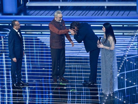 Sanremo, 76th Italian Song Festival. First Night. Pictured: Kabir Bedi, Can Yaman, Laura Pausini, Carlo Conti  Copyright: xMaurizioxD Avanzox xipa-agency.netx xPoolxSanremox02x IPA_Agency_IPA71991686
