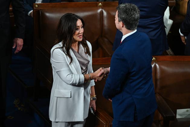 U.S. Secretary of Labor Lori Chavez-DeRemer arrives in the House chamber ahead of President Donald Trump delivering his State of the Union address during a joint session of Congress in the House Chamber at the U.S. Capitol in Washington, DC on Tuesday, February 24, 2026. Dozens of Democrats have boycotted the speech and are attending an alternative rally called the People s State of the Union held on the National Mall.  WAP20260224028 ANNABELLExGORDON
