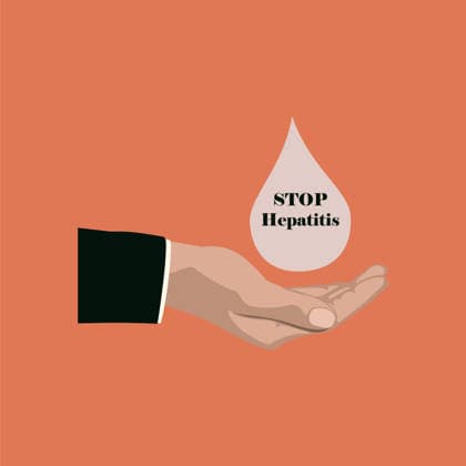 Flat Icon on Theme World Hepatitis Day Drop Flat icon on theme world hepatitis day . drop of blood in hand Copyright: xvectorstockx