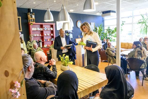 Queen Maxima Working Visit In Rotterdam Queen Maxima honorary chair of the Financially Healthy Netherlands Foundation visiting the Irene Neighborhood House in the Bloemhof district of Rotterdam, Netherlands on February 25, 2026. Photo by Patrick van Emst Bruno Press ABACAPRESS.COM Rotterdam Netherlands  Copyright: xBrunoxPress ABACAx