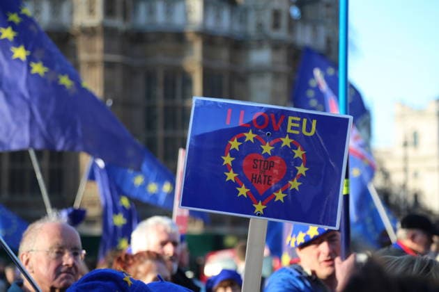 Anti and pro Brexit activists demonstration in London LONDON, UNITED KINGDOM, FEBRUARY 14: Anti and pro Brexit activists demonstrate, as British parliament votes on governments Brexit motion and a number of amendments which aim to reshape it, around the parliamentary estate in London, England on February 14, 2019. London, City of Ingiltere. Editorial use only. Please get in touch for any other usage.  Copyright: x2025xAnadoluxTayfunxSalcÄ±x