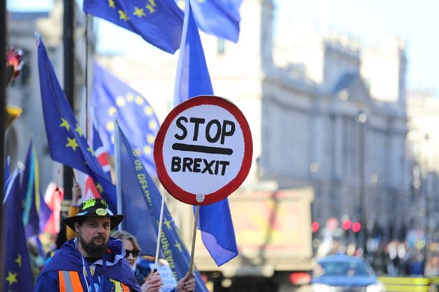 Anti and pro Brexit activists demonstration in London LONDON, UNITED KINGDOM, FEBRUARY 14: Anti and pro Brexit activists demonstrate, as British parliament votes on governments Brexit motion and a number of amendments which aim to reshape it, around the parliamentary estate in London, England on February 14, 2019. London, City of Ingiltere. Editorial use only. Please get in touch for any other usage.  Copyright: x2025xAnadoluxTayfunxSalcÄ±x