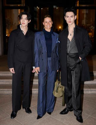 Michelle Hunzinger Pavel Naret, Pooh Krittin - Milan Fashion Week - Womenswear Fall Winter 2026 2027 MILAN, ITALY - FEBRUARY 25: Michelle Hunzinger, Pavel Naret and Pooh Krittin are spotted outside her hotel during the Milan Fashion Week - Womenswear Fall Winter 2026 2027 on February 25, 2026 in Milan, Italy. Photo by Marco Piovanotto Abacapress.com  Copyright: xPiovanottoxMarco ABACAx
